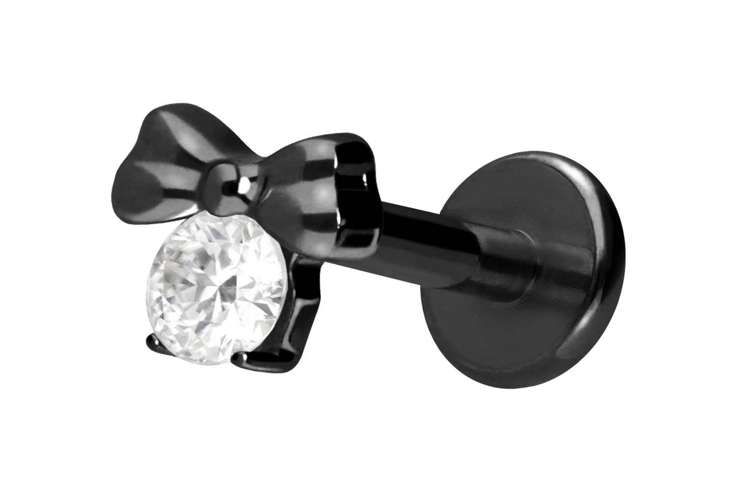 Titan Labret Piercing mit Innengewinde SCHLEIFE + KRISTALL